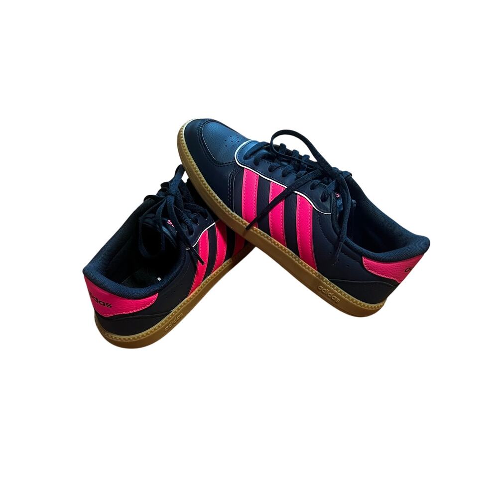 Adidas Breaknet Sleek J Low Top Streetwear Navy Shock Pink | Kids 5 (Womens 6.5)